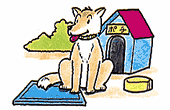 犬は水道ボックスから離れた場所にのイラスト