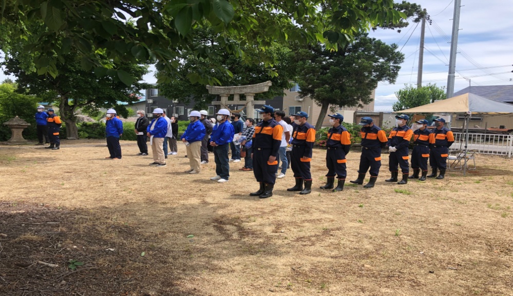 津久茂部落自主防災会と津久茂部落消防団による防災訓練10