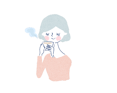 お茶を飲む女性のイラスト