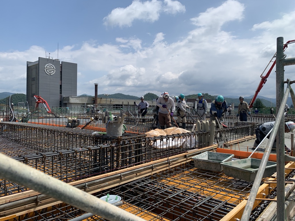 3階床スラブコンクリート打設