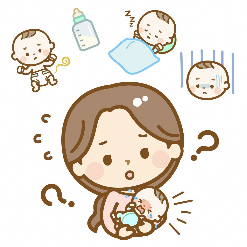 子どもを抱っこしているお母さんのイラスト