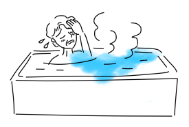浴槽で具合が悪くなる画像