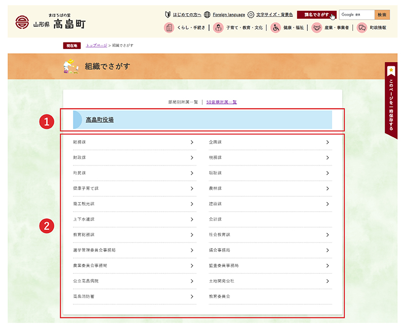課名一覧ページ