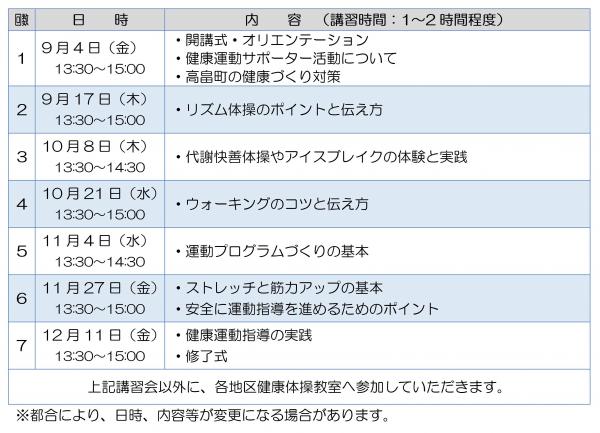 日程表